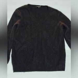 Cashmere sweater Hilary Radley black Vee neck soft luxury women’s Large